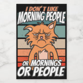 Étiquette Pour Bocaux Je n'aime pas les matins, les matins ou les gens (Étiquettes simples)