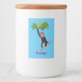 Étiquette Pour Bocaux Joli chimpanzé dans la jungle suspendu dessin anim (Devant)