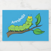 Étiquette Pour Bocaux Joli dessin animé de chenille verte mignonne (Étiquettes simples)