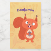 Étiquette Pour Bocaux Joli dessin animé d'écureuil roux (Étiquettes simples)