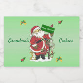 Étiquette Pour Bocaux Joli Père Noël Avec Animaux Forestiers Arbre Vert (Étiquettes simples)