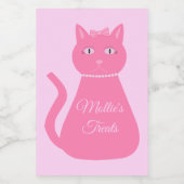 Étiquette Pour Bocaux Joli rose bébé fille chat personnalisé animal de c (Étiquettes simples)