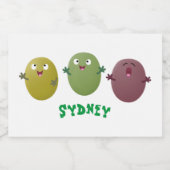 Étiquette Pour Bocaux Jolie olives joyeux chantant dessin animé (Étiquettes simples)