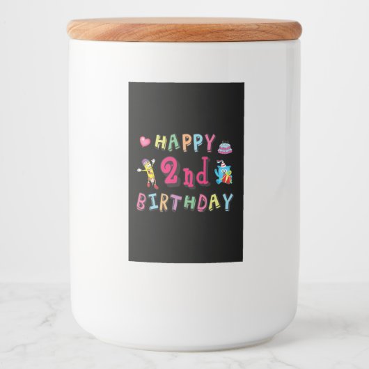 Étiquette Pour Bocaux Joyeux 2e anniversaire. 2 ans avant jour. (Devant)