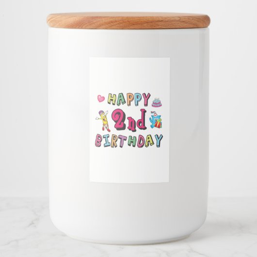 Étiquette Pour Bocaux Joyeux 2e anniversaire. 2 ans avant jour. (Devant)