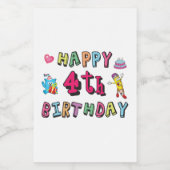 Étiquette Pour Bocaux Joyeux 4e anniversaire. 4 ans b-jour. (Étiquettes simples)