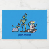 Étiquette Pour Bocaux Joyeux joli dessin de trois robots trio (Étiquettes simples)