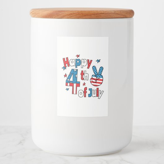 Étiquette Pour Bocaux Joyeux Jour de l'Indépendance 4 juillet (Devant)