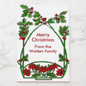 Étiquette Pour Bocaux Joyeux Noël Holly poinsettia (Étiquettes simples)