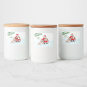 Étiquette Pour Bocaux Joyeux Noël! Père Noël avec chat et chien (Bouteilles)