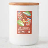 Étiquette Pour Bocaux Kimchi Ingredients Watercolor HOMEMADE Custom (Devant)