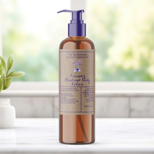 Étiquette Pour Bocaux Kraft Lavender bouteille de cosmétique imperméable