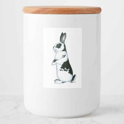 Étiquette Pour Bocaux Lapin : Noir et Blanc (Devant)