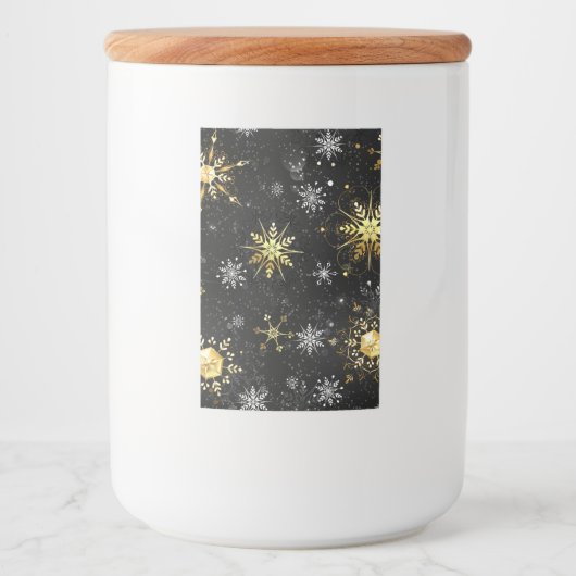Étiquette Pour Bocaux Les flocons dorés de Noël sur l'Arrière - plan noi (Devant)