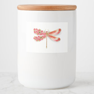 Étiquette Pour Bocaux libellule de fleurs avec sakura de bijoux