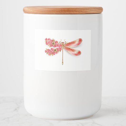 Étiquette Pour Bocaux libellule de fleurs avec sakura de bijoux (Devant)