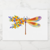 Étiquette Pour Bocaux libellule de fleurs jaunes (Étiquettes simples)