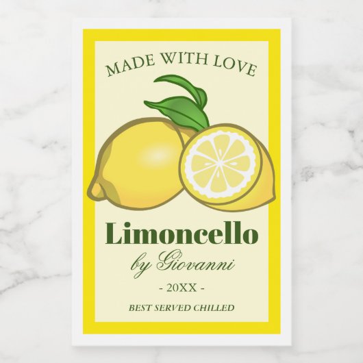 Étiquette Pour Bocaux Limoncello Liqueur | Limoncino Citrons (Étiquettes simples)