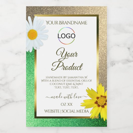 Étiquette Pour Bocaux Logo de l'étiquette de produit blanc avec paillett (Étiquettes simples)