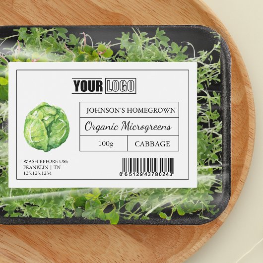 Étiquette Pour Bocaux Logo et code-barres personnalisés Microgreens de c