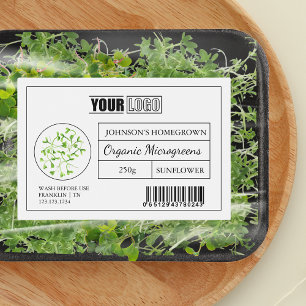 Étiquette Pour Bocaux Logo personnalisé et code-barres Microgreens bio f