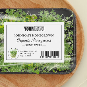 Étiquette Pour Bocaux Logo personnalisé et code-barres Microgreens bio f