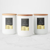 Étiquette Pour Bocaux Luxe Wavy Gold Décor noir foncé Monogramme Étiquet (Bouteilles)