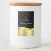 Étiquette Pour Bocaux Luxe Wavy Gold Décor noir foncé Monogramme Étiquet (Devant)