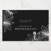 Étiquette Pour Bocaux Lys floraux noirs et blancs Bridesmaid (Étiquettes simples)