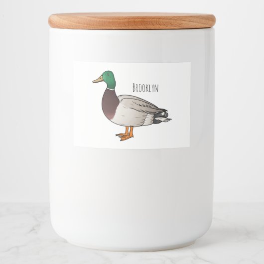 Étiquette Pour Bocaux Mallard duck cartoon illustration  (Devant)