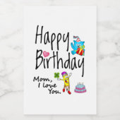 Étiquette Pour Bocaux Maman, je t'aime. Joyeux anniversaire. (Étiquettes simples)