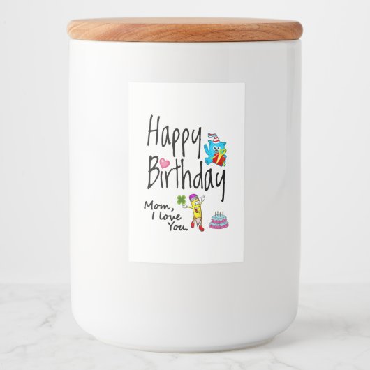 Étiquette Pour Bocaux Maman, je t'aime. Joyeux anniversaire. (Devant)