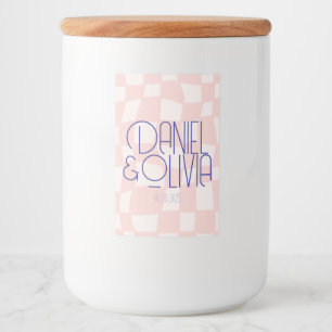 Étiquette Pour Bocaux Mariage Carré rose