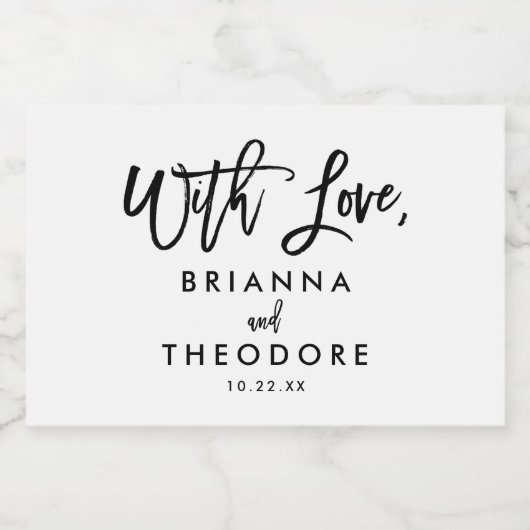 Étiquette Pour Bocaux Mariage Chic Lettre à la Main Avec Amour (Étiquettes simples)