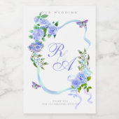 Étiquette Pour Bocaux Mariage Monogramme Ruban Bleu (Étiquettes simples)