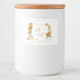 Étiquette Pour Bocaux Mariage Monogramme Ruban Doré