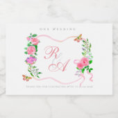Étiquette Pour Bocaux Mariage Monogramme Ruban Rose (Étiquettes simples)