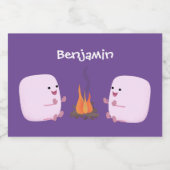 Étiquette Pour Bocaux Marshmallows mignons roses par dessin animé sur le (Étiquettes simples)