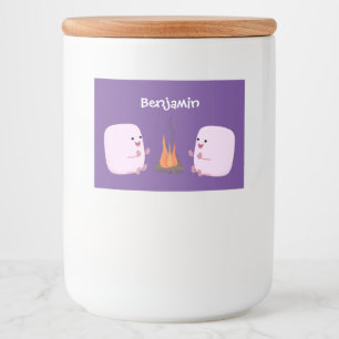 Étiquette Pour Bocaux Marshmallows mignons roses par dessin animé sur le