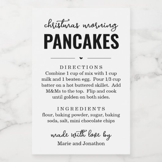 Étiquette Pour Bocaux Mélange de crêpes du matin de Noël dans un Étiquet (Étiquettes simples)