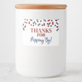 Étiquette Pour Bocaux Merci pour Popping de Red Blue Confetti (Devant)