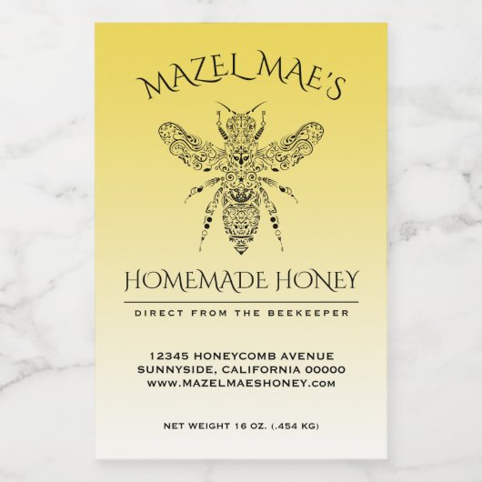 Étiquette Pour Bocaux Miel maison personnalisé (Étiquettes simples)