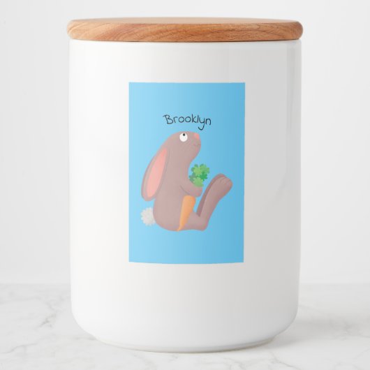 Étiquette Pour Bocaux Mignons lapin lapin lapin assis avec dessin de car (Devant)