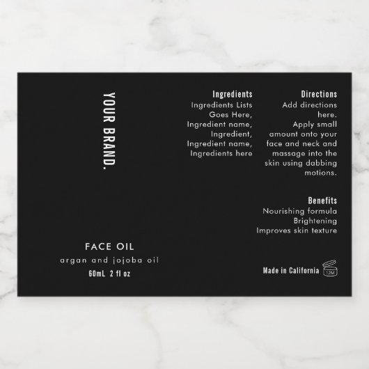 Étiquette Pour Bocaux Minimal Black 2oz Dropper Bottle Waterproof Label (Étiquettes simples)