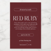 Étiquette Pour Bocaux Modern Dark Red Candle Label (Étiquettes simples)