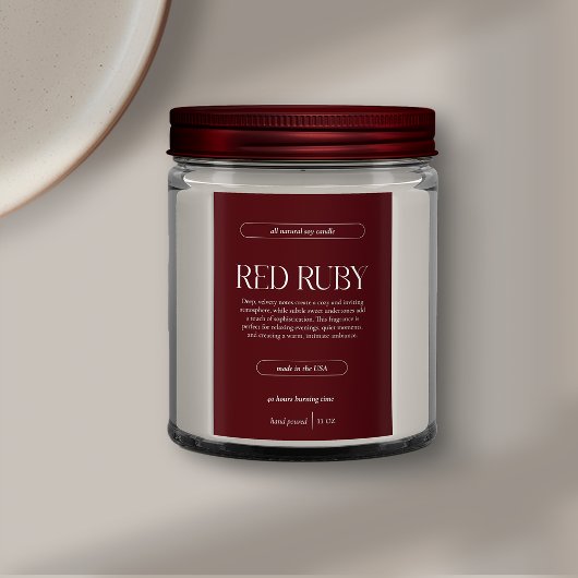 Étiquette Pour Bocaux Modern Dark Red Candle Label