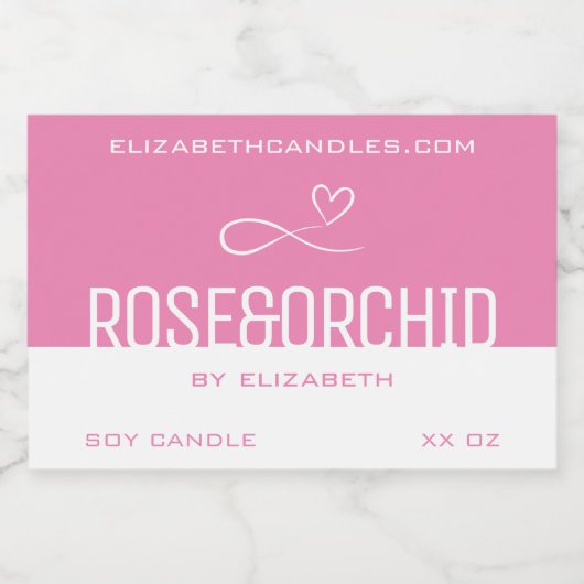Étiquette Pour Bocaux Moderne élégant Simple clair rose blanc bougie & (Étiquettes simples)