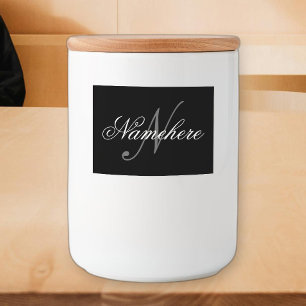 Étiquette Pour Bocaux Monogramme de nom noir et blanc personnalisé uniqu