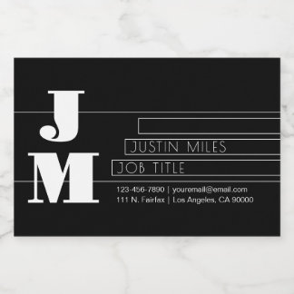 Étiquette Pour Bocaux Monogramme noir et blanc rétro-modern personnalisa