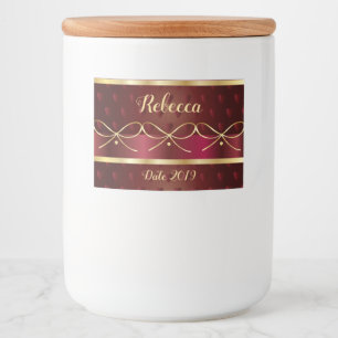 Étiquette Pour Bocaux Monogramme Vintage Bourgogne Couleur Luxe Or Décor